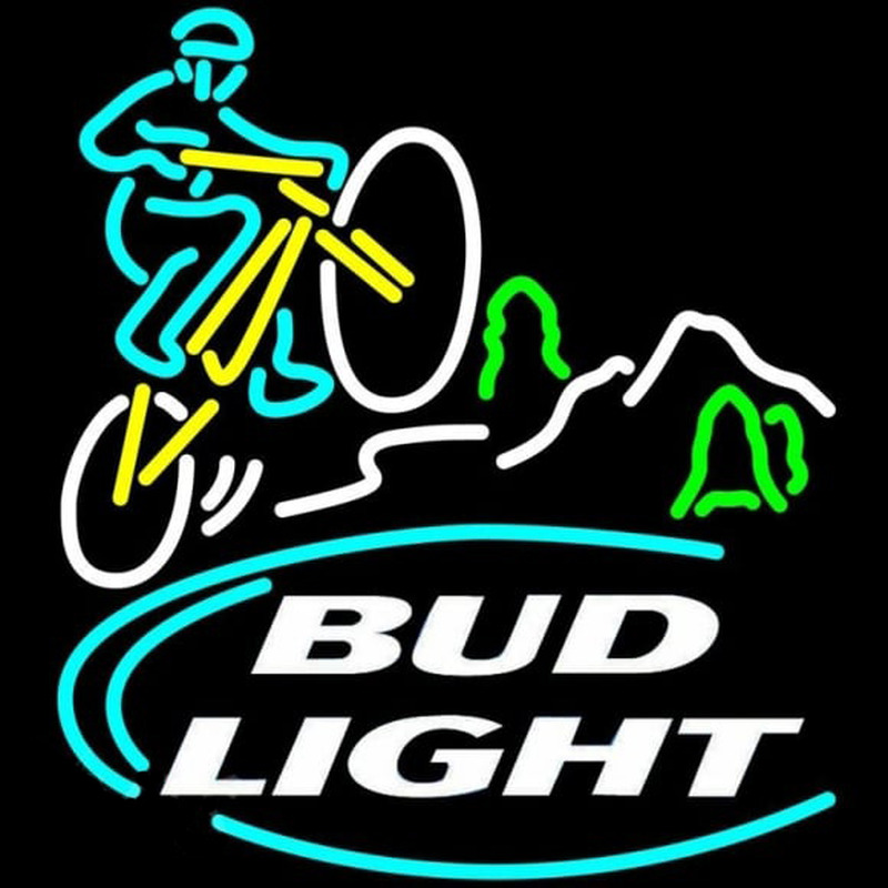 Bud Light Mountain Biker Beer Sign Leuchtreklame