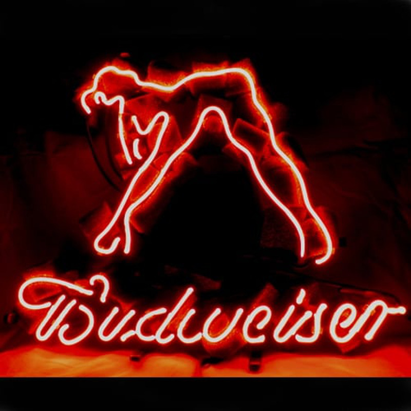 Budweiser Girl Bier Bar Offen Leuchtreklame