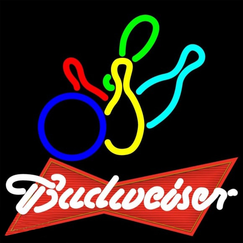 Budweiser Red Colored Bowling Beer Sign Leuchtreklame
