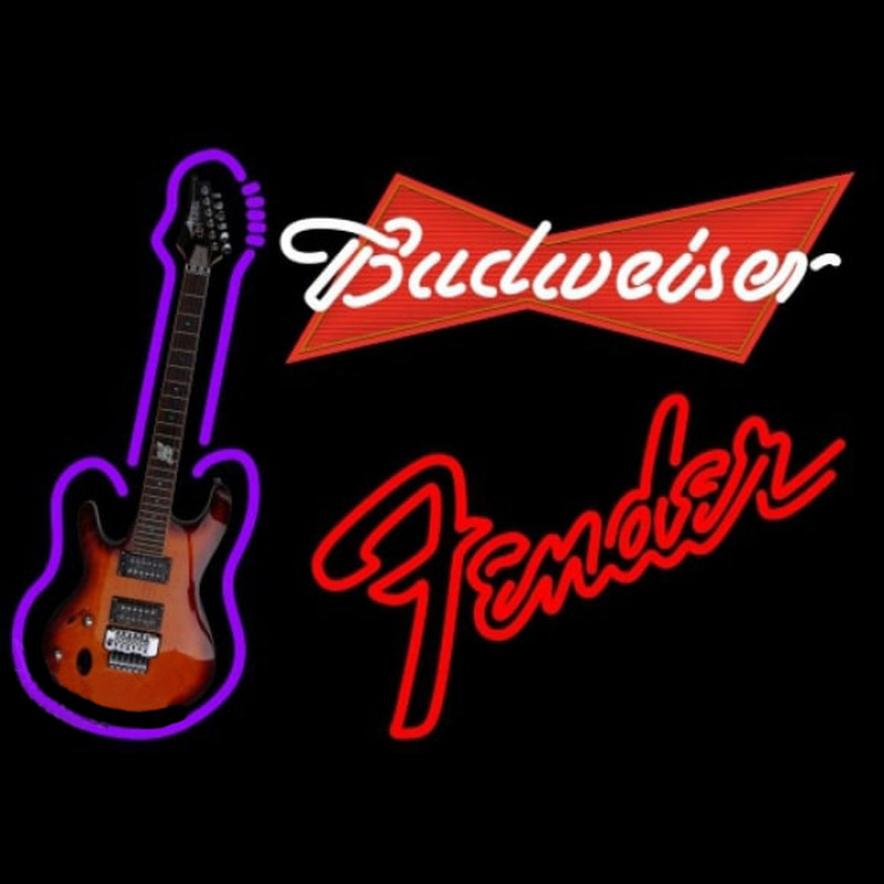 Budweiser Red Fender Red Guitar Beer Sign Leuchtreklame