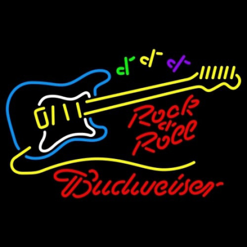Budweiser Rock N Roll Yellow Guitar Leuchtreklame