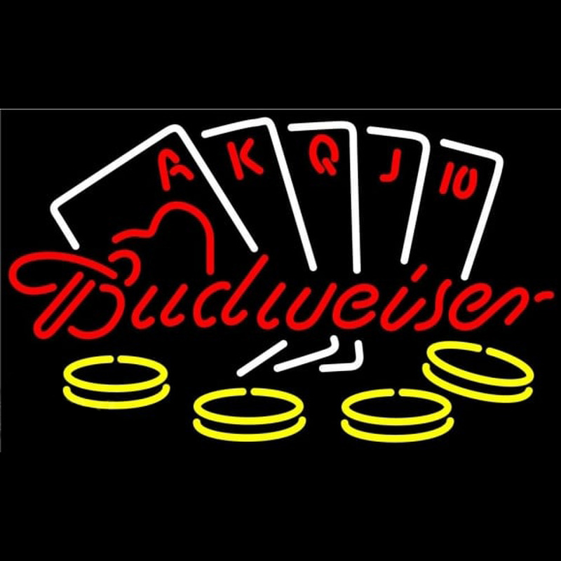 Budweiser With Poker Beer Sign Leuchtreklame