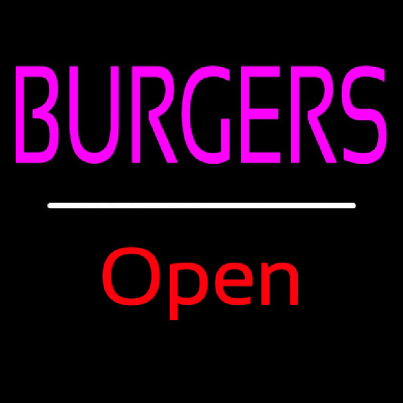 Burgers Open White Line Leuchtreklame