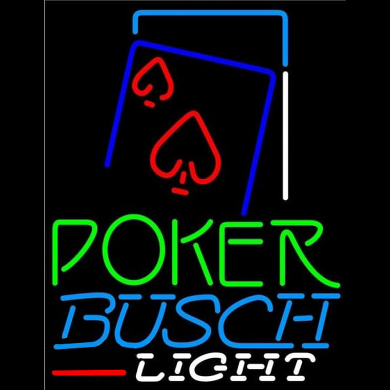 Busch Light Green Poker Red Heart Beer Sign Leuchtreklame