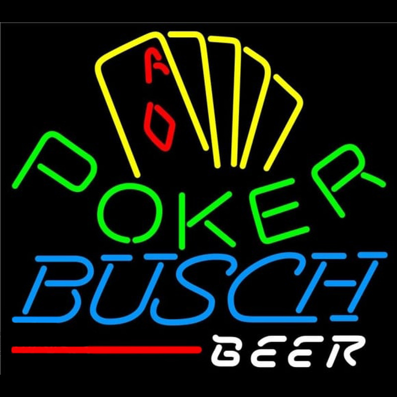 Busch Poker Yellow Beer Sign Leuchtreklame