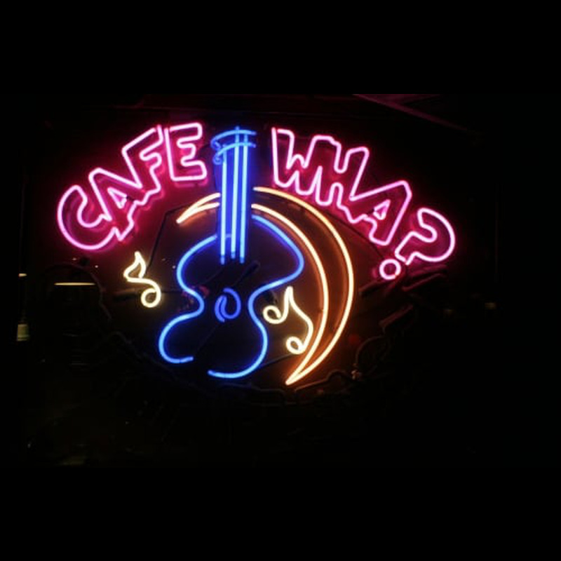 Cafe WHA musica guitarra Leuchtreklame