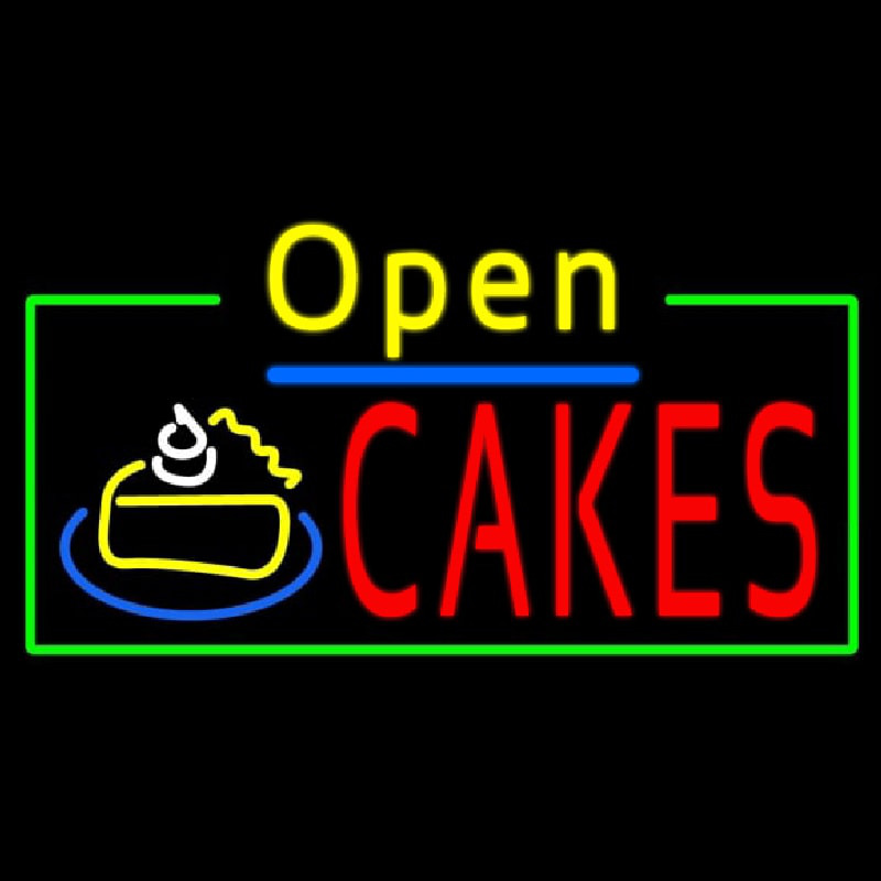 Cakes Open With Green Border Leuchtreklame