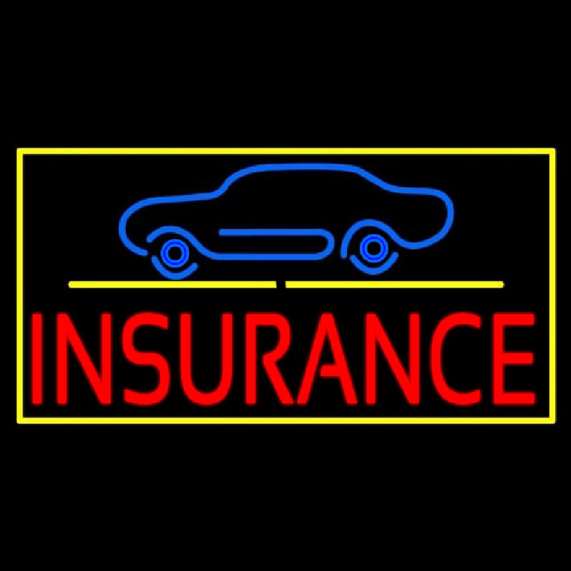 Car Logo Yellow Line Insurance With Border Leuchtreklame