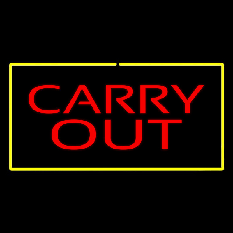 Carry Out Rectangle Yellow Leuchtreklame