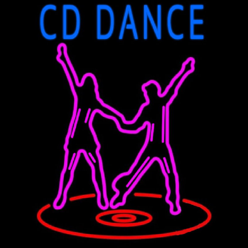 Cd With Dancing Couple Leuchtreklame