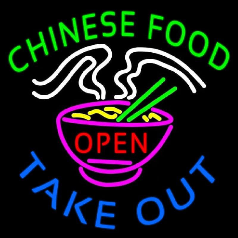 Chinese Food Open Take Out Leuchtreklame