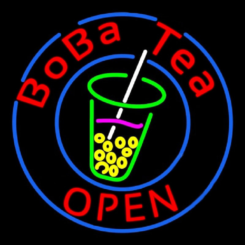 Circle Boba Tea Leuchtreklame