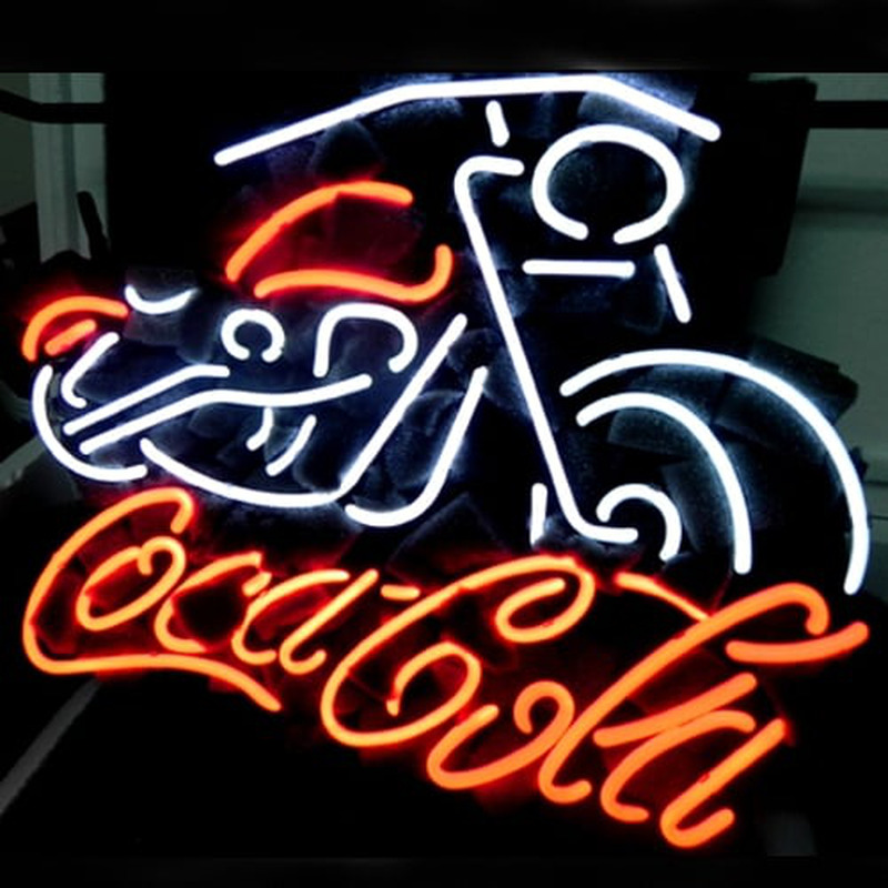 Coca Cola Coke Motorcycle Bier Bar Offen Leuchtreklame