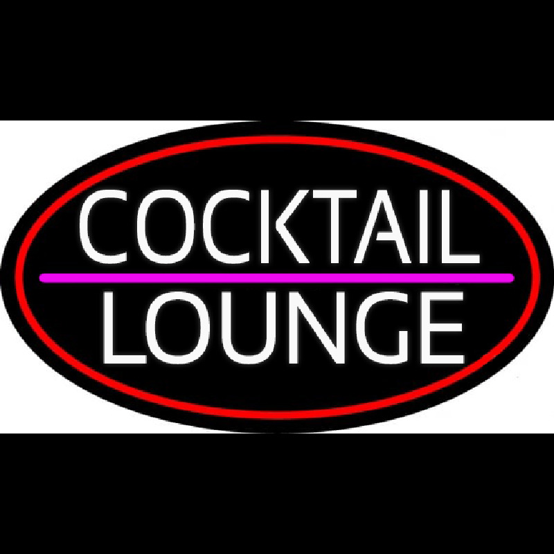 Cocktail Lounge Oval With Red Border Leuchtreklame