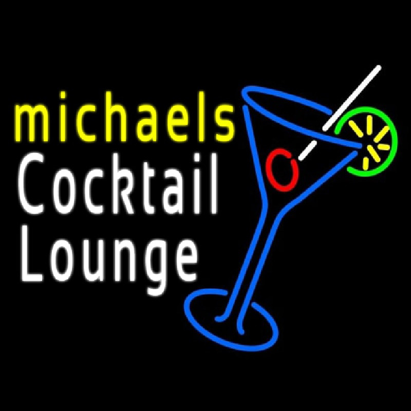 Cocktail Lounge With Martini Glass Leuchtreklame