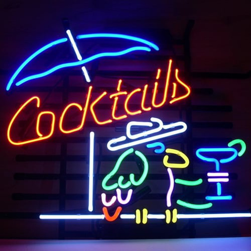 Cocktail Parrot Cocktails Neon Glas Bier Bar Biergarten Reklame