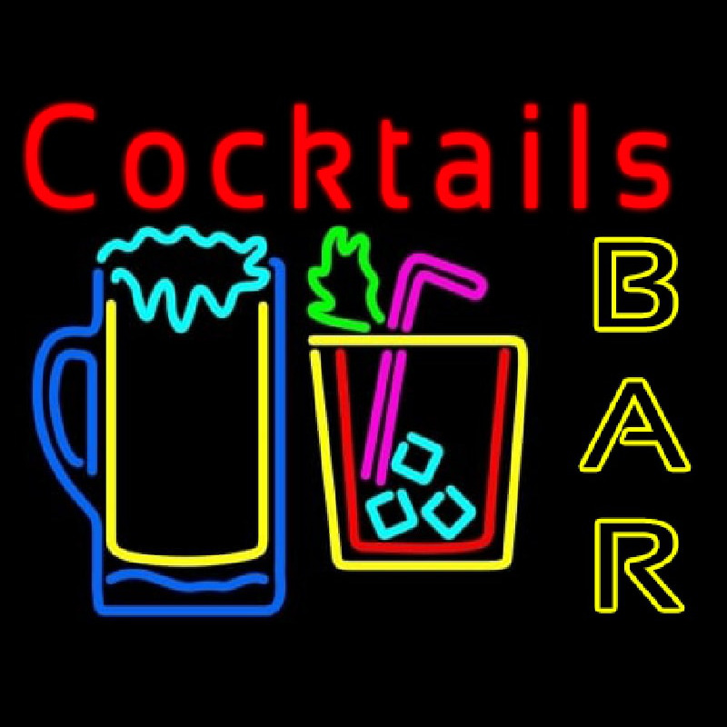 Cocktails Bar Open Leuchtreklame