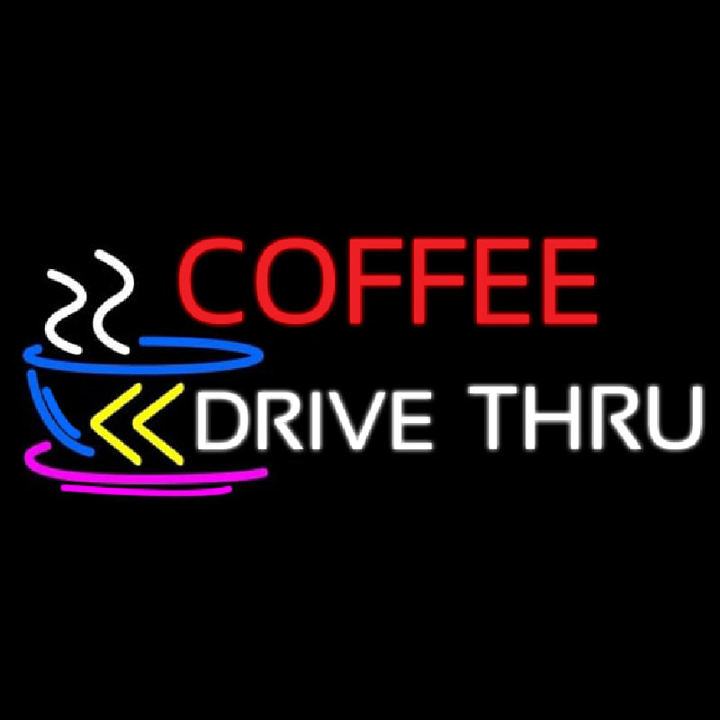 Coffee Drive Thru With Yellow Arrow Leuchtreklame