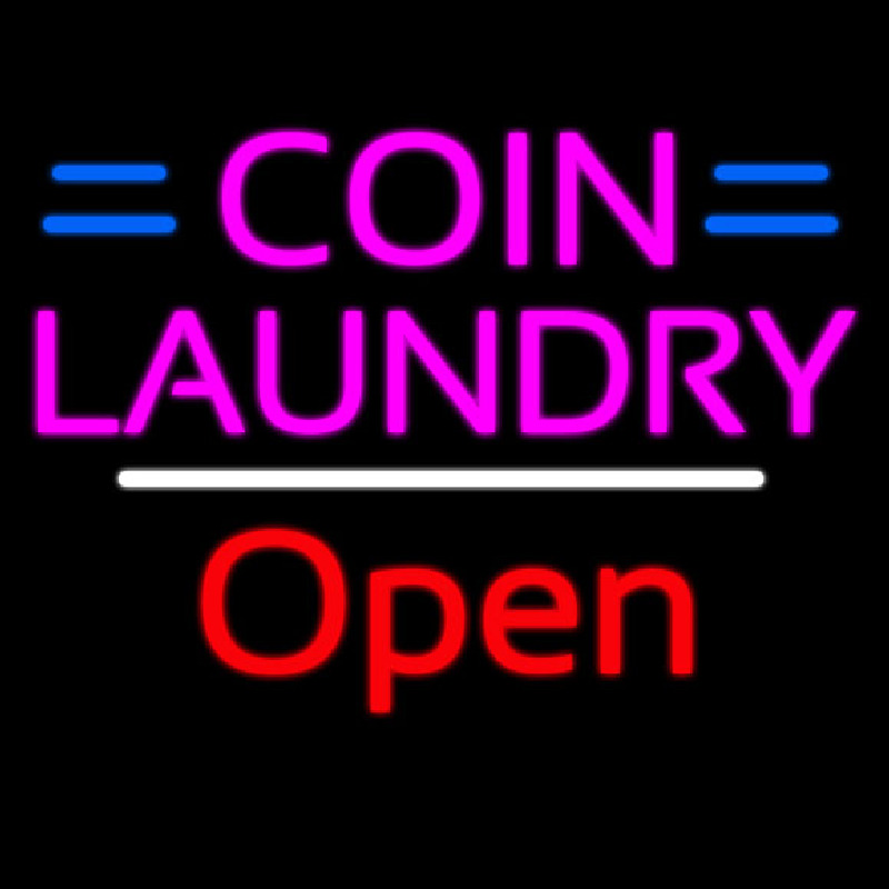Coin Laundry Open White Line Leuchtreklame