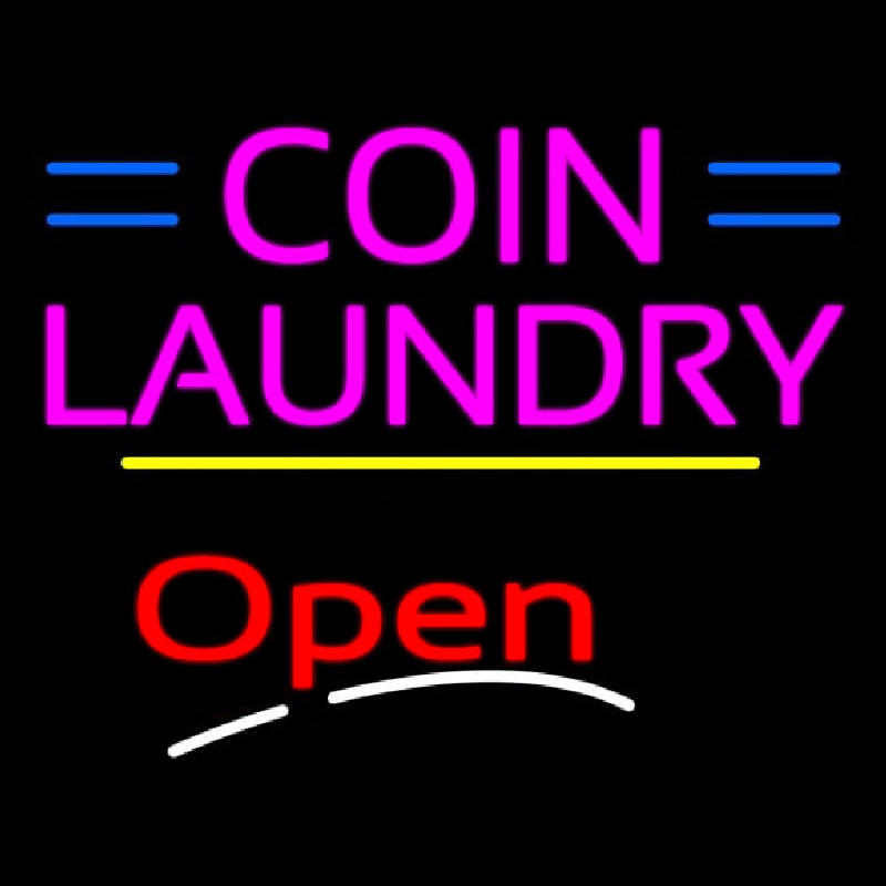 Coin Laundry Open Yellow Line Leuchtreklame
