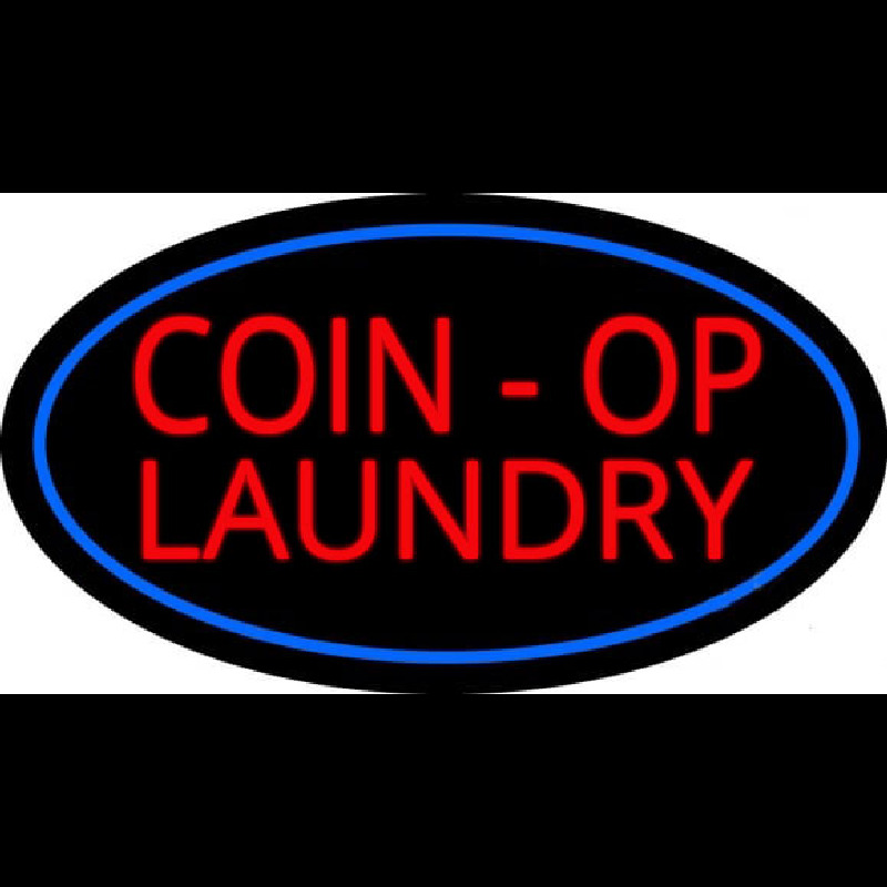 Coin Op Laundry Oval Blue Leuchtreklame