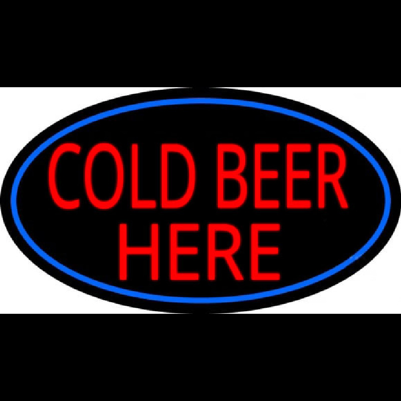 Cold Beer Here With Blue Border Leuchtreklame