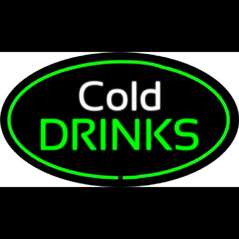 Cold Drinks Oval Green Leuchtreklame