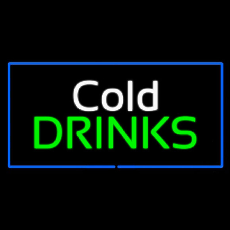 Cold Drinks Rectangle Blue Leuchtreklame