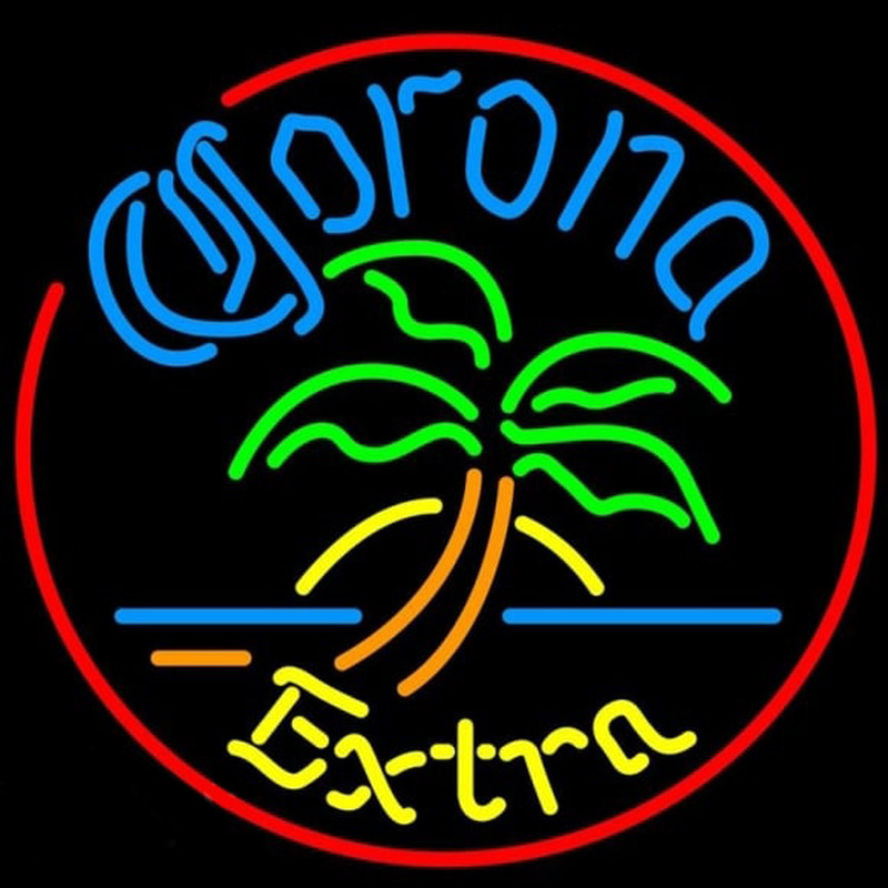 Corona E tra Circle Palm Tree Beer Sign Leuchtreklame