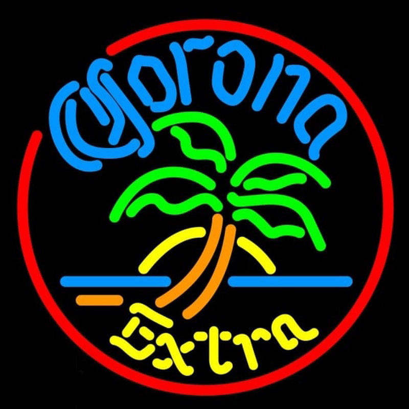 Corona E tra Circle Palm Tree Beer Sign Leuchtreklame