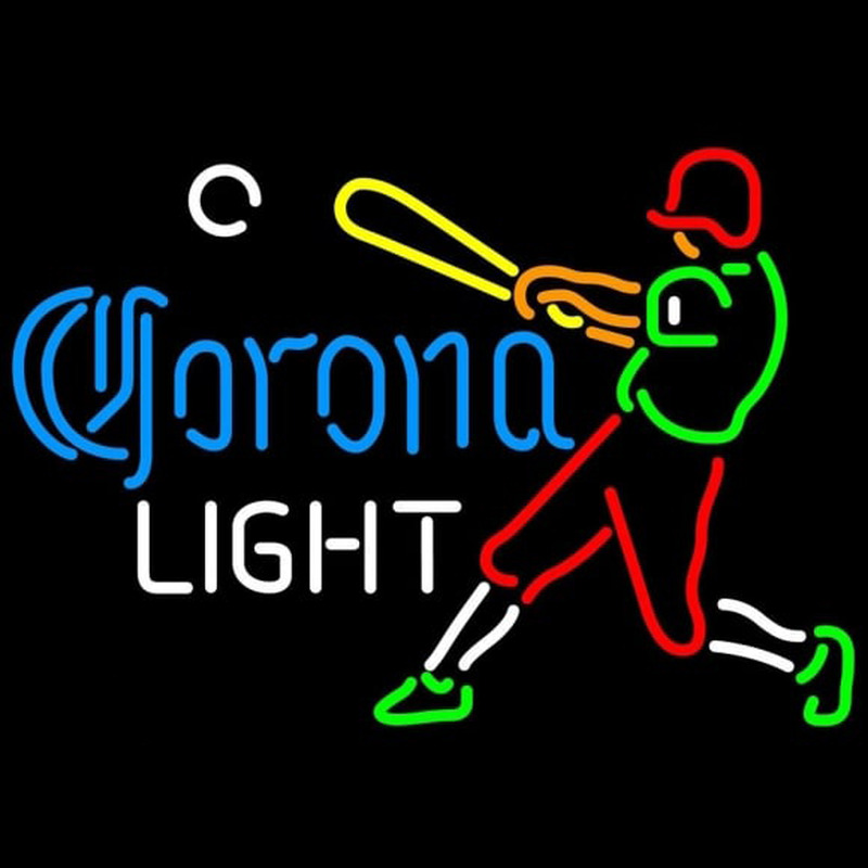 Corona Light Baseball Player Beer Sign Leuchtreklame