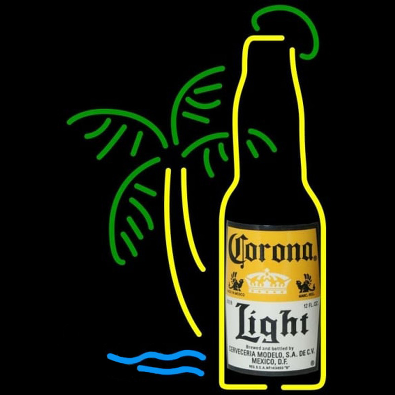 Corona Light Bottle W Palm Tree Beer Sign Leuchtreklame