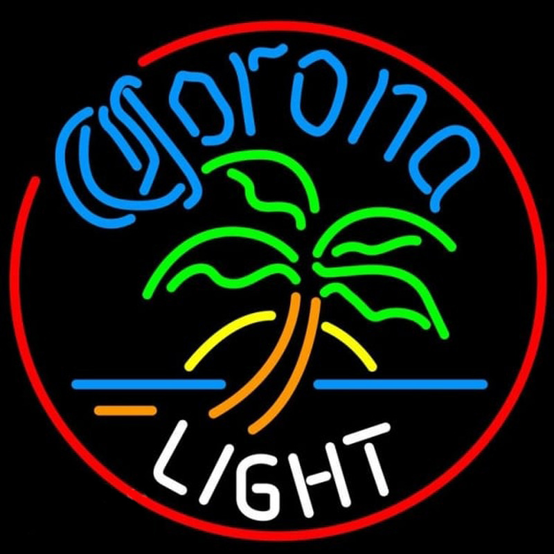 Corona Light Circle Palm Tree Beer Sign Leuchtreklame