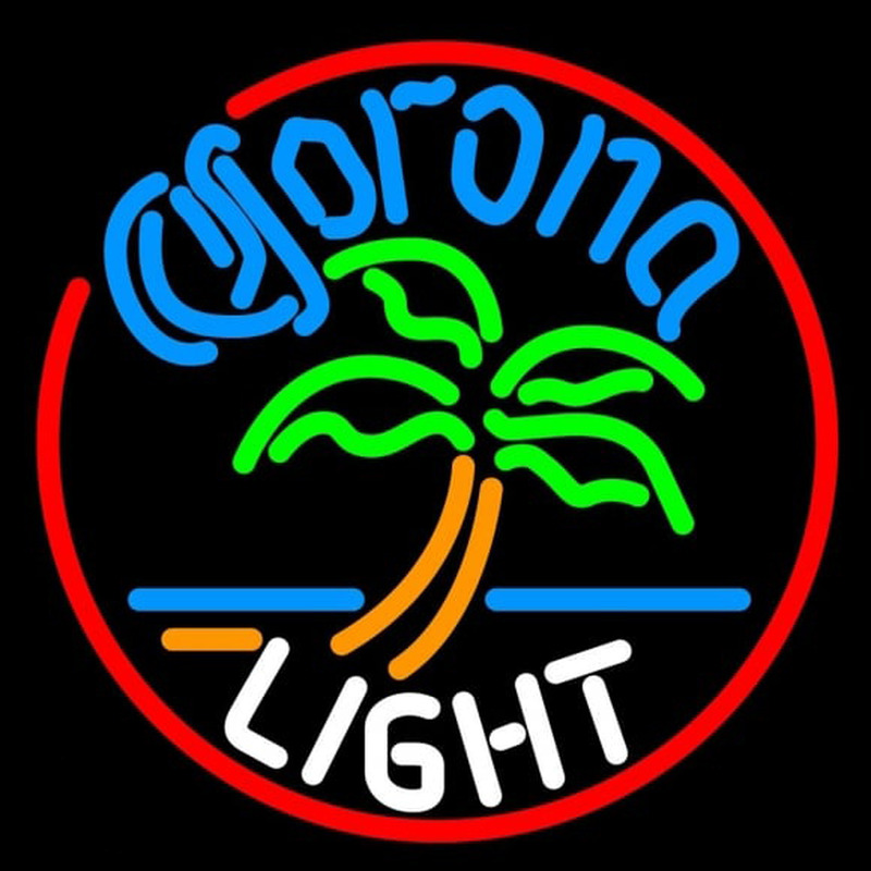 Corona Light Circle Palm Tree Beer Sign Leuchtreklame