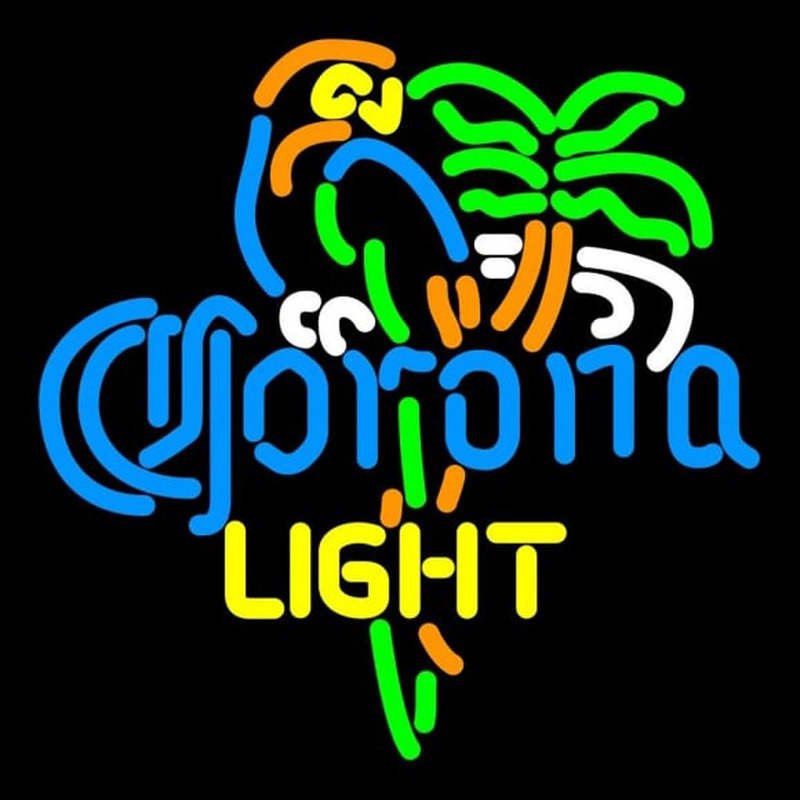 Corona Light Parrot Palm Tree Beer Sign Leuchtreklame