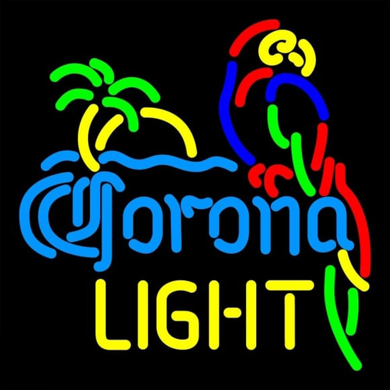 Corona Light Parrot With Palm Beer Sign Leuchtreklame