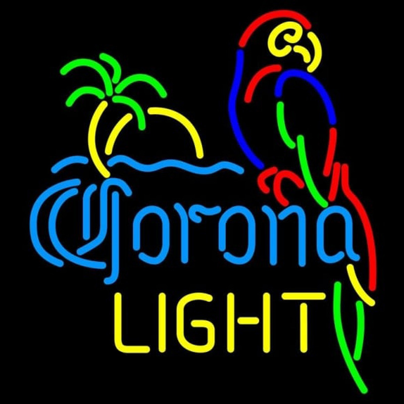 Corona Light Parrot with Palm Beer Sign Leuchtreklame