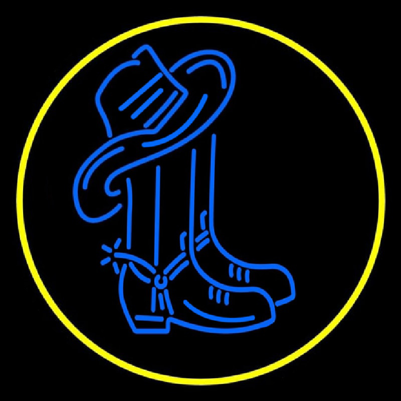 Cowboy Boots Logo With Red Border Leuchtreklame