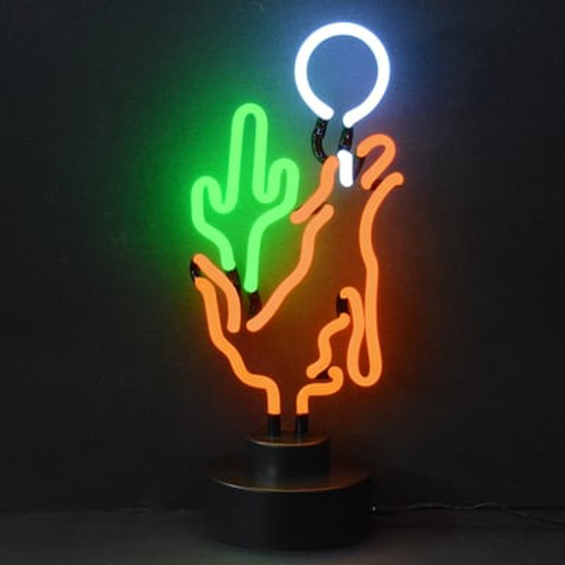 Coyote Moon Cactus Desktop Leuchtreklame