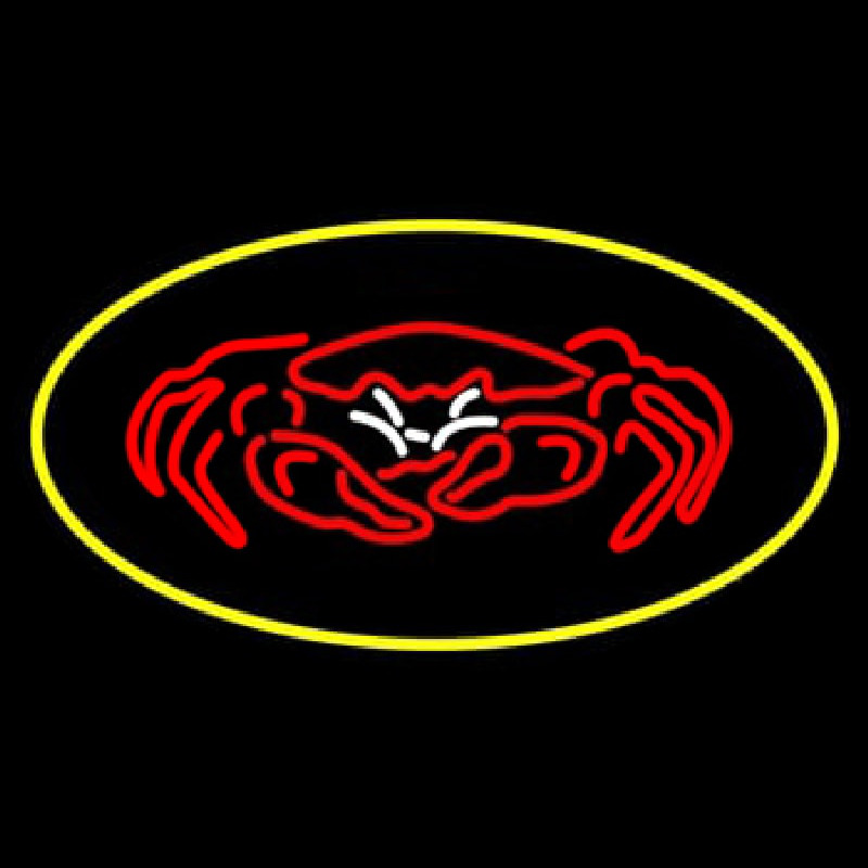 Crab Seafood Logo Oval Yellow Leuchtreklame