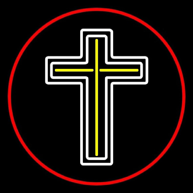 Cross Red Border Leuchtreklame