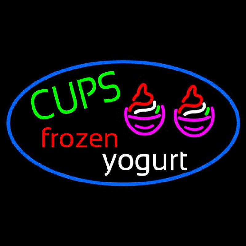 Cups Frozen Yogurt Leuchtreklame