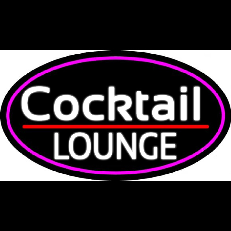 Cursive Cocktail Lounge Oval With Pink Border Leuchtreklame