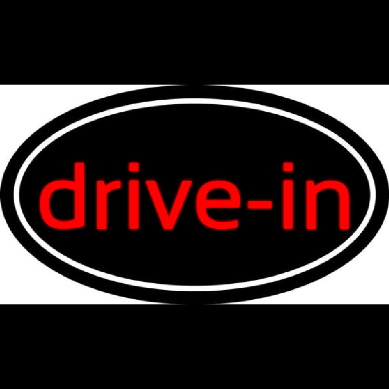 Cursive Drive In With Border Leuchtreklame