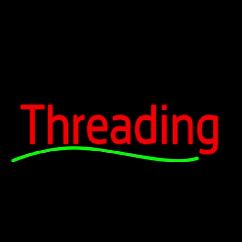 Cursive Red Threading Green Wave Leuchtreklame