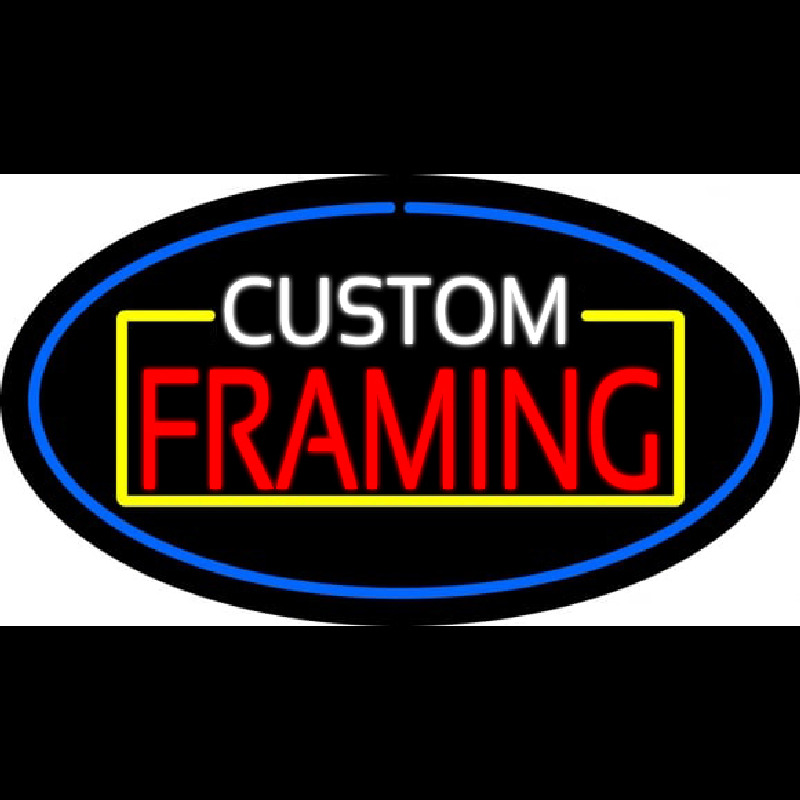 Custom Framing Blue Oval Leuchtreklame