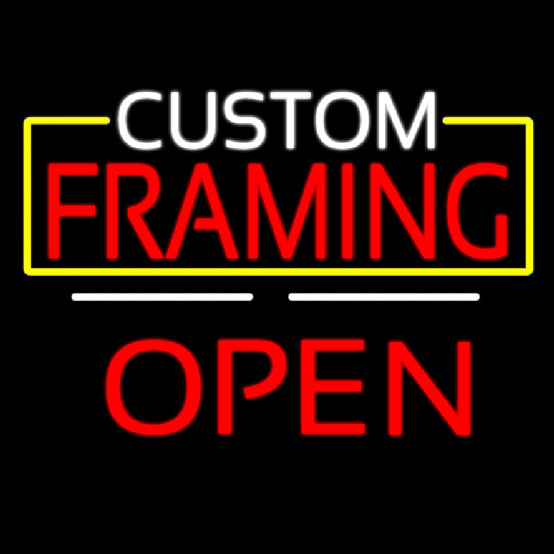 Custom Framing Open White Line Leuchtreklame