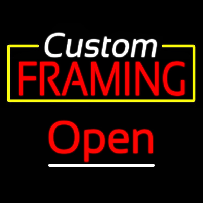Custom Framing Yellow Border Open Leuchtreklame
