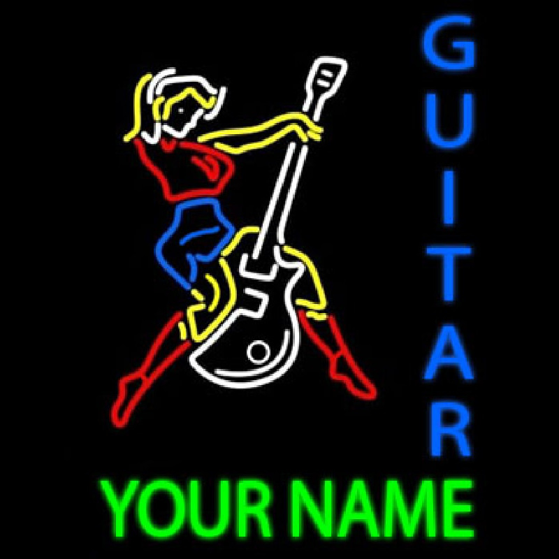 Custom Guitar Logo And Blue Guitar Leuchtreklame