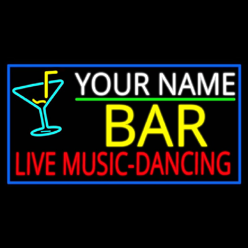 Custom Red Live Music Dancing Yellow Bar And Blue Border Leuchtreklame